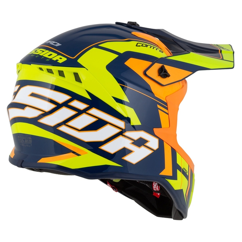 Motokrosová prilba Cassida Cross Pro 2 Contra fluo žlto-oranžovo-modrá