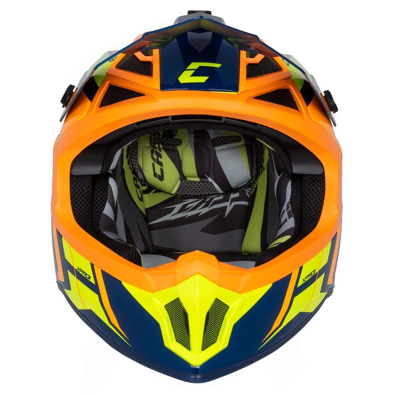 Motokrosová prilba Cassida Cross Pro 2 Contra fluo žlto-oranžovo-modrá