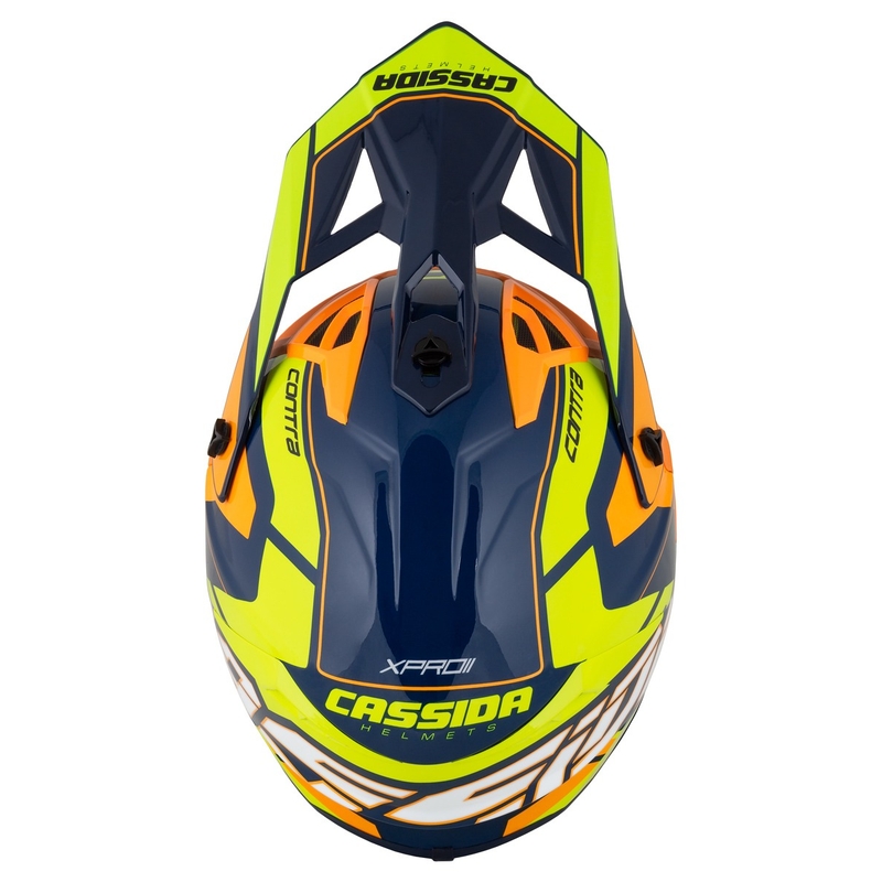 Motokrosová prilba Cassida Cross Pro 2 Contra fluo žlto-oranžovo-modrá