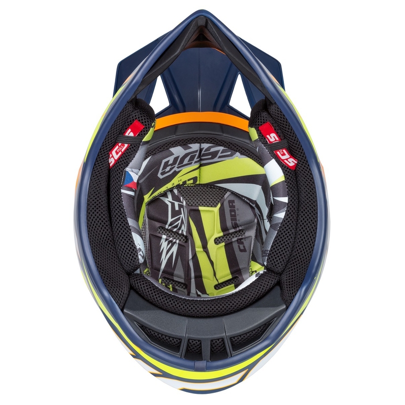 Motokrosová prilba Cassida Cross Pro 2 Contra fluo žlto-oranžovo-modrá