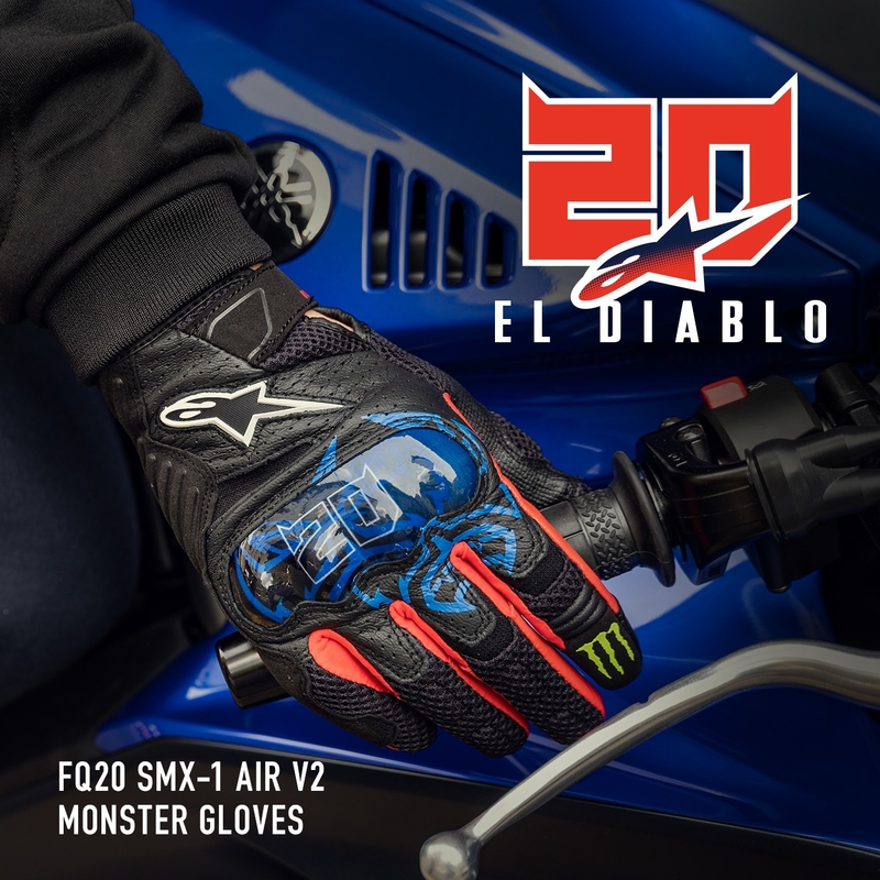 Rukavice na motorku Alpinestars SMX-1 Air 2 Monster FQ20 čierno-červeno-modro-bielo-zelená