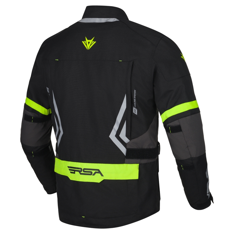 Bunda na motocykel RSA Storm čierno-šedo-fluo žltá