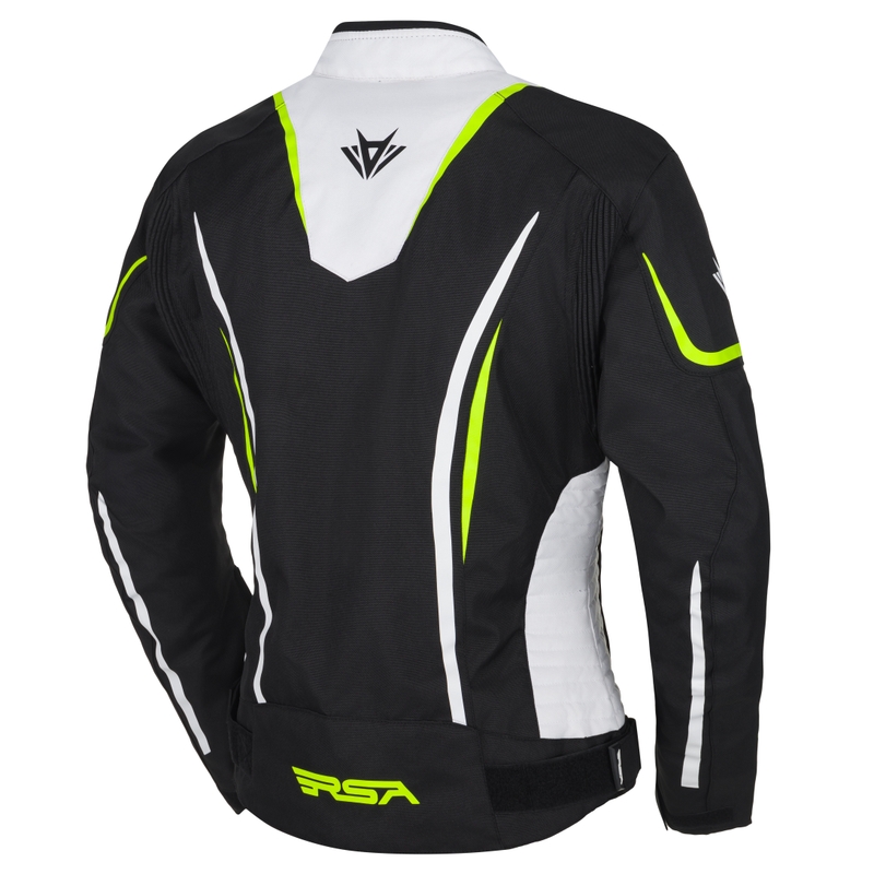 Dámska bunda na motorku RSA Wasp bielo-čierno-fluo žltá