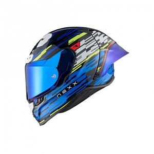 Integrálna helma na motorku Nexx X.R3R Glitch Racer modro-fluo žltá