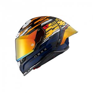Integrálna helma na motorku Nexx X.R3R Glitch Racer oranžovo-modrá