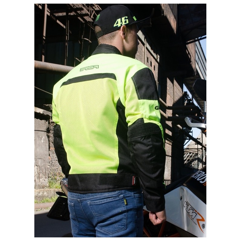 Bunda na motocykel RSA Guff čierno-fluorescenčno-žltá výpredaj