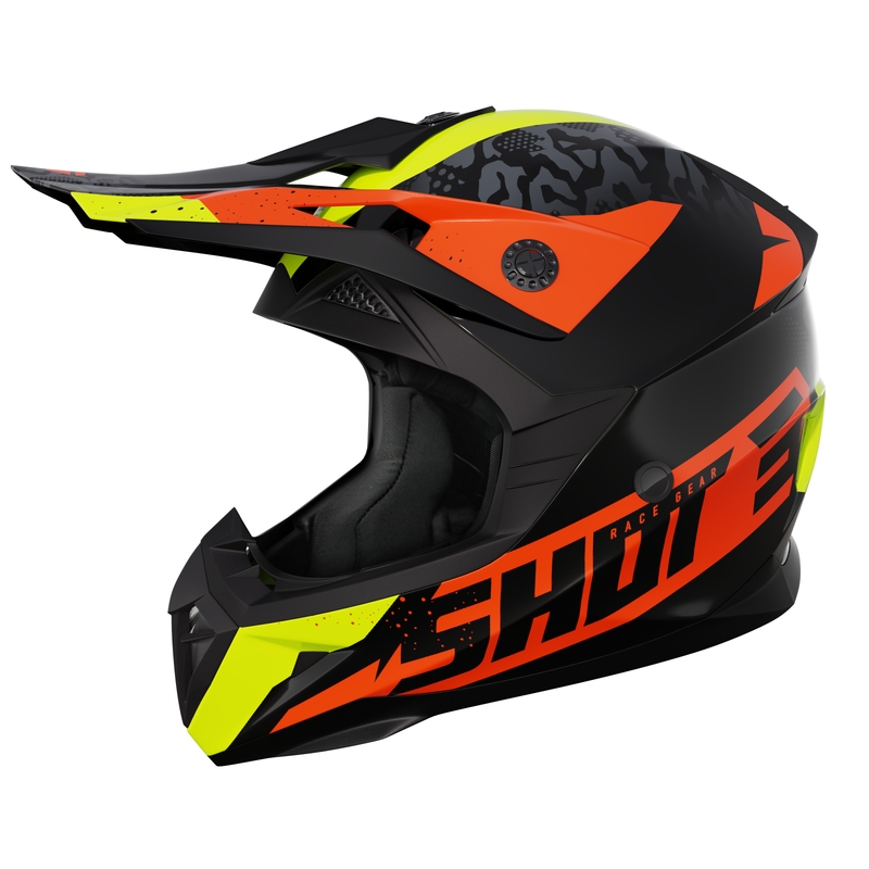 Detská motokrosová helma Shot Pulse Airfit lesklá čierno-fluo žlto-oranžová výpredaj
