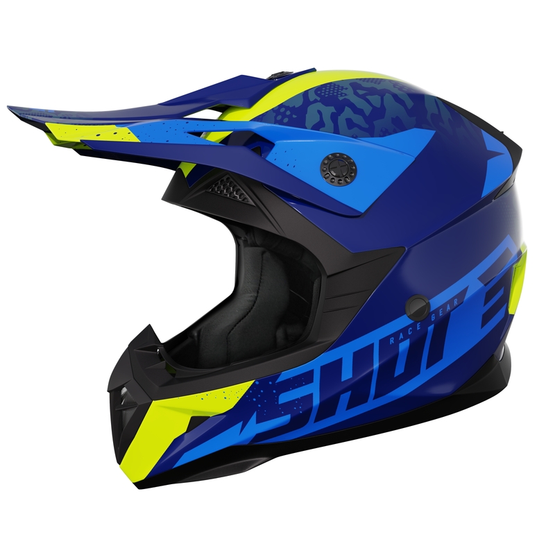 Detská motokrosová helma Shot Pulse Airfit lesklá modro-fluo žltá výpredaj