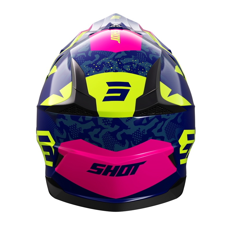 Detská motokrosová helma Shot Pulse Airfit lesklá modro-fluo žlto-ružová výpredaj
