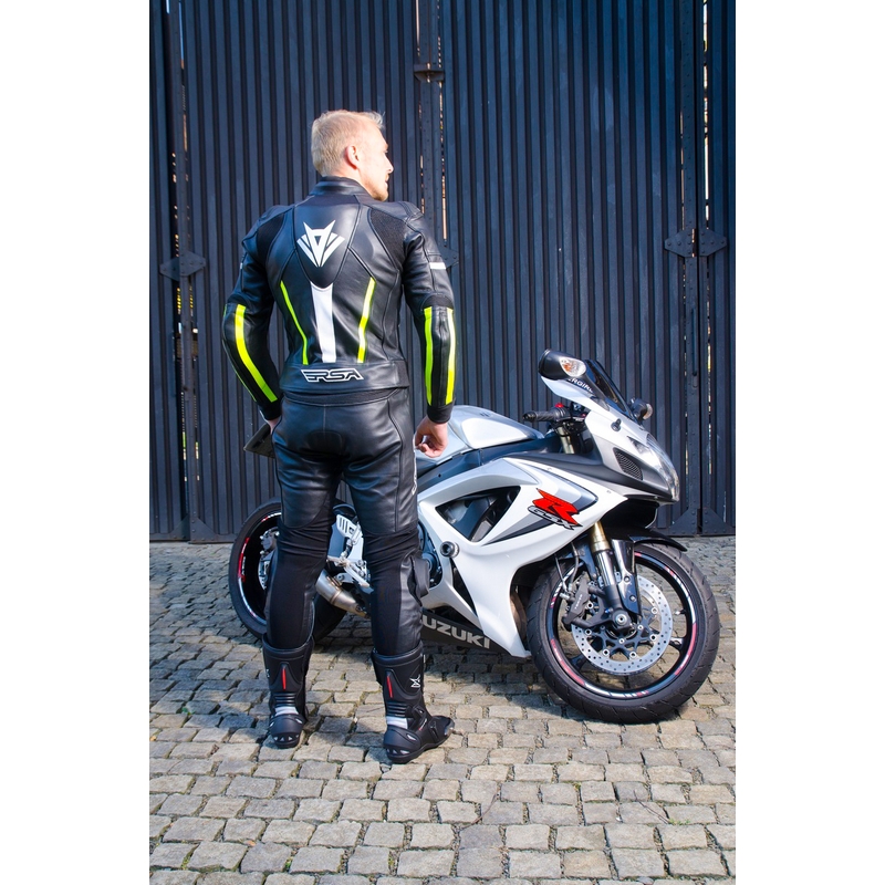 Pánska kombinéza na motocykel RSA Virus čierno-bielo-fluorescenčno-žltá vypredaj výpredaj
