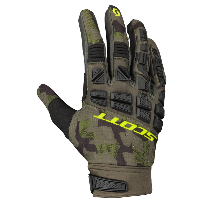 Rukavice na motorku SCOTT X-PLORE PRO army-zeleno-žlté