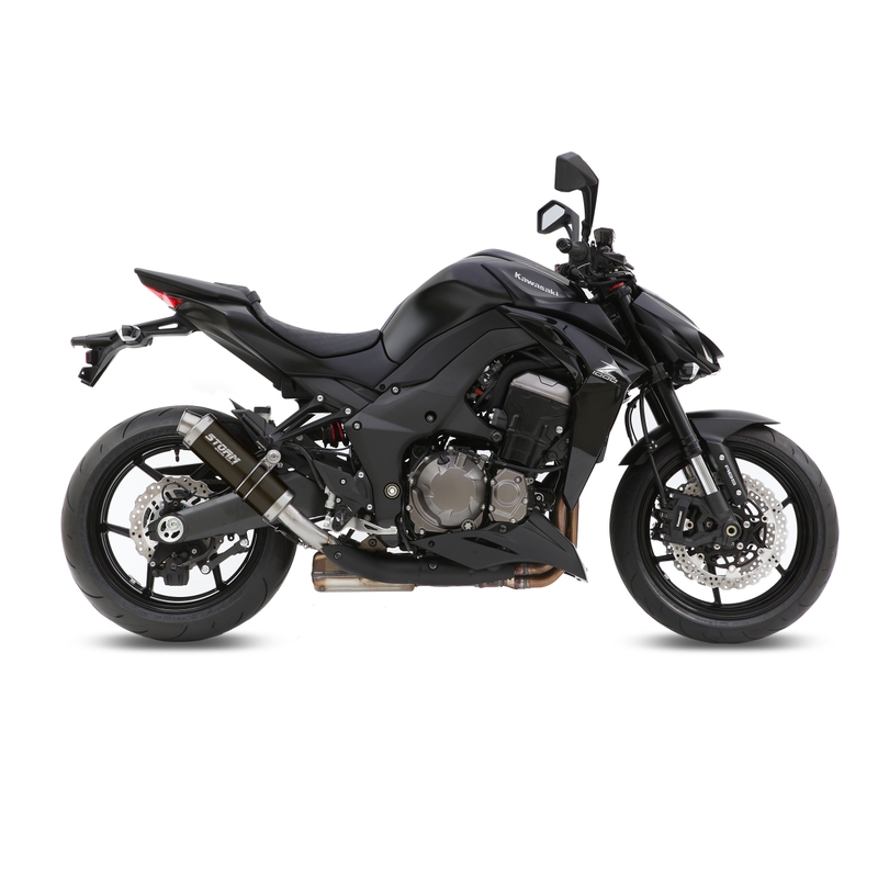 2 koncovky výfuku STORM GP Oceľovo čierna pre KAWASAKI Z 1000 2014-2020