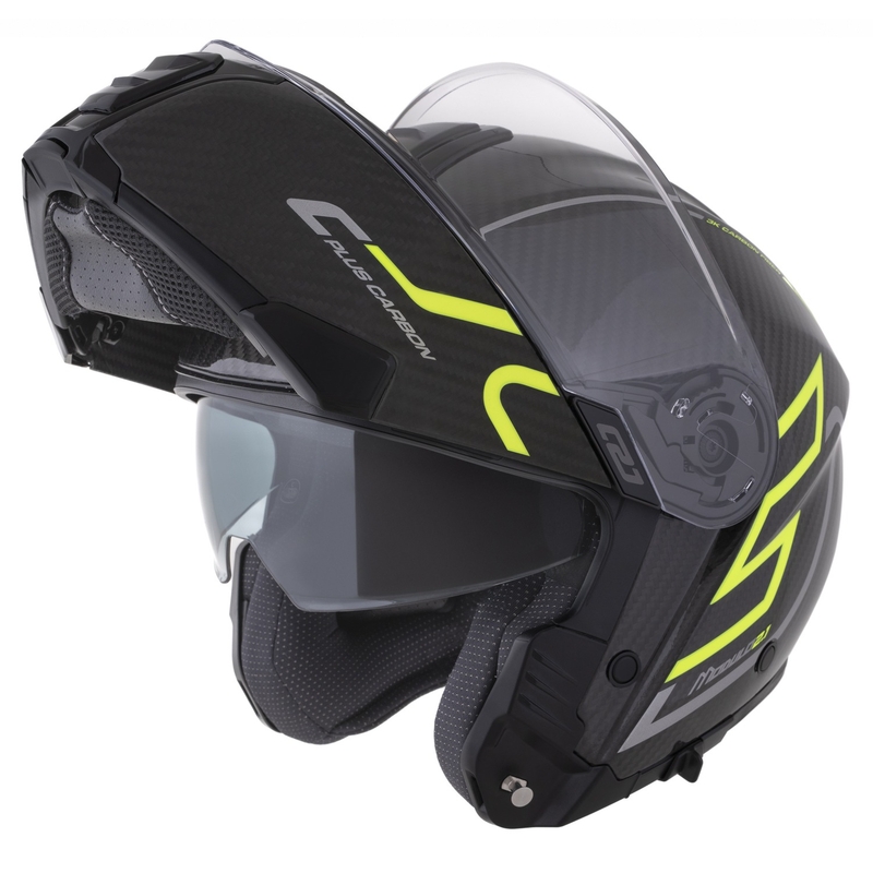 Výklopná prilba Cassida Modulo 2.1 Plus Carbon fluo žlto-strieborno-čierna