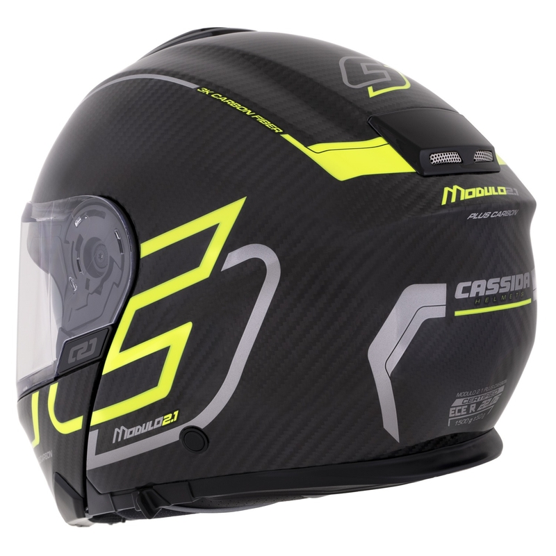 Výklopná prilba Cassida Modulo 2.1 Plus Carbon fluo žlto-strieborno-čierna