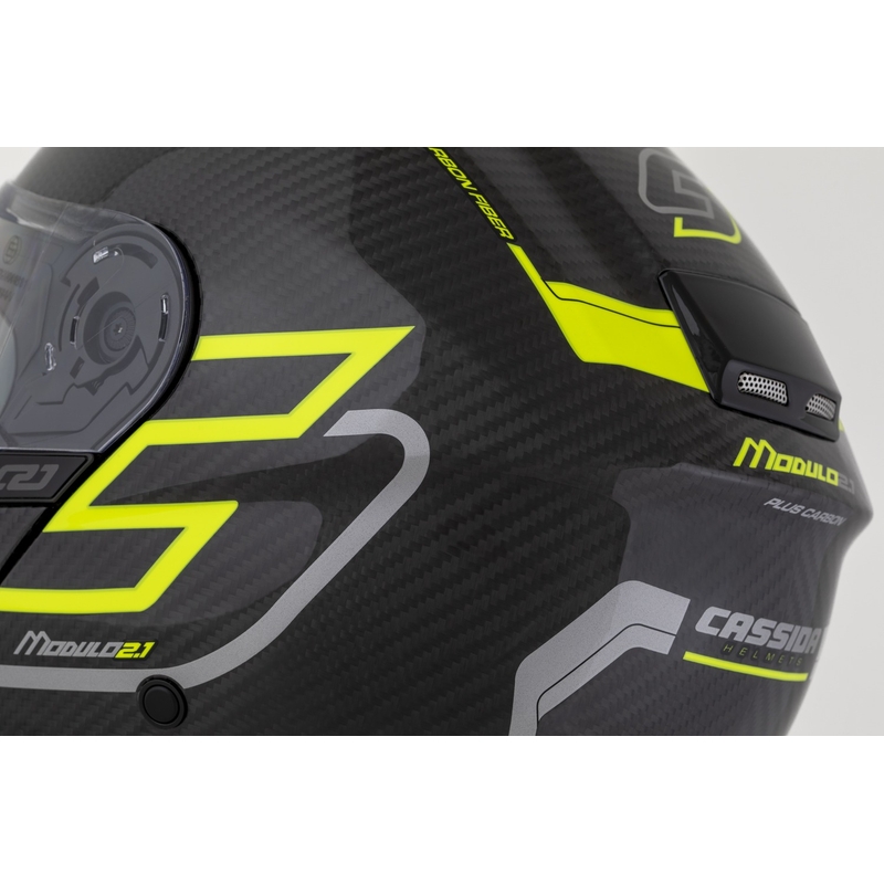 Výklopná prilba Cassida Modulo 2.1 Plus Carbon fluo žlto-strieborno-čierna