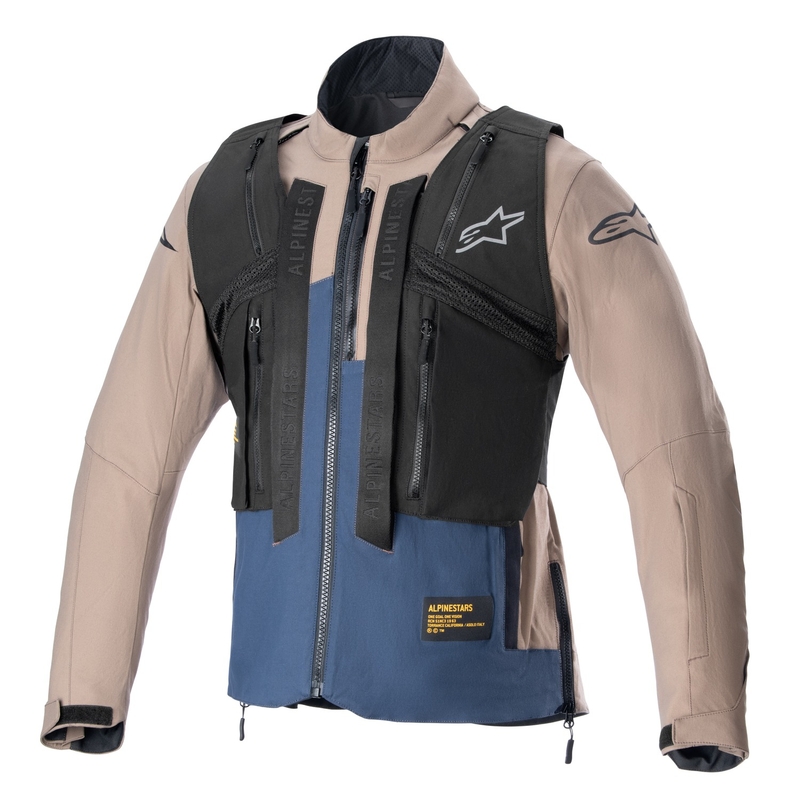 Bunda na motorku Alpinestars Techdura čierno-hnedo-tmavo modrá
