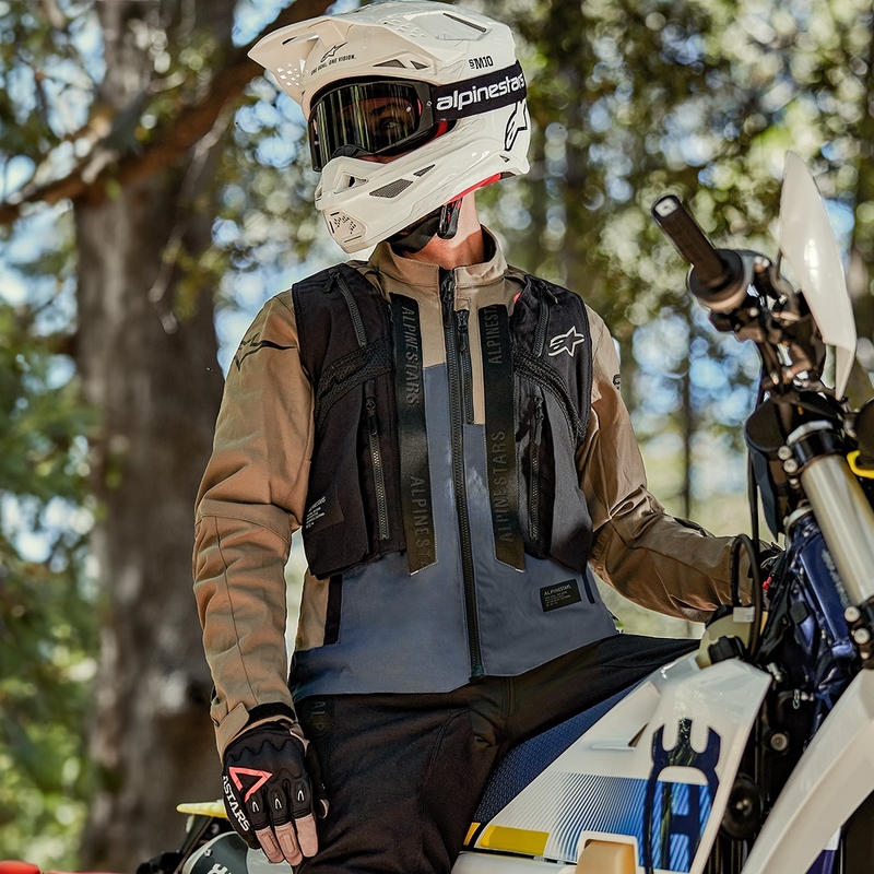 Bunda na motorku Alpinestars Techdura čierno-hnedo-tmavo modrá