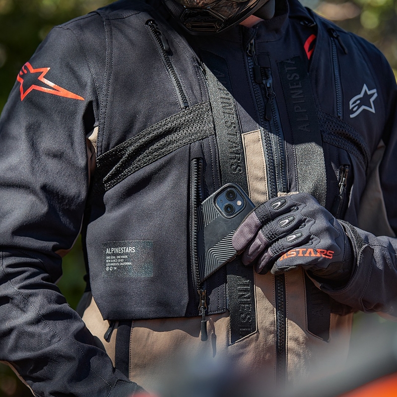 Bunda na motorku Alpinestars Techdura čierno-hnedo-tmavo modrá