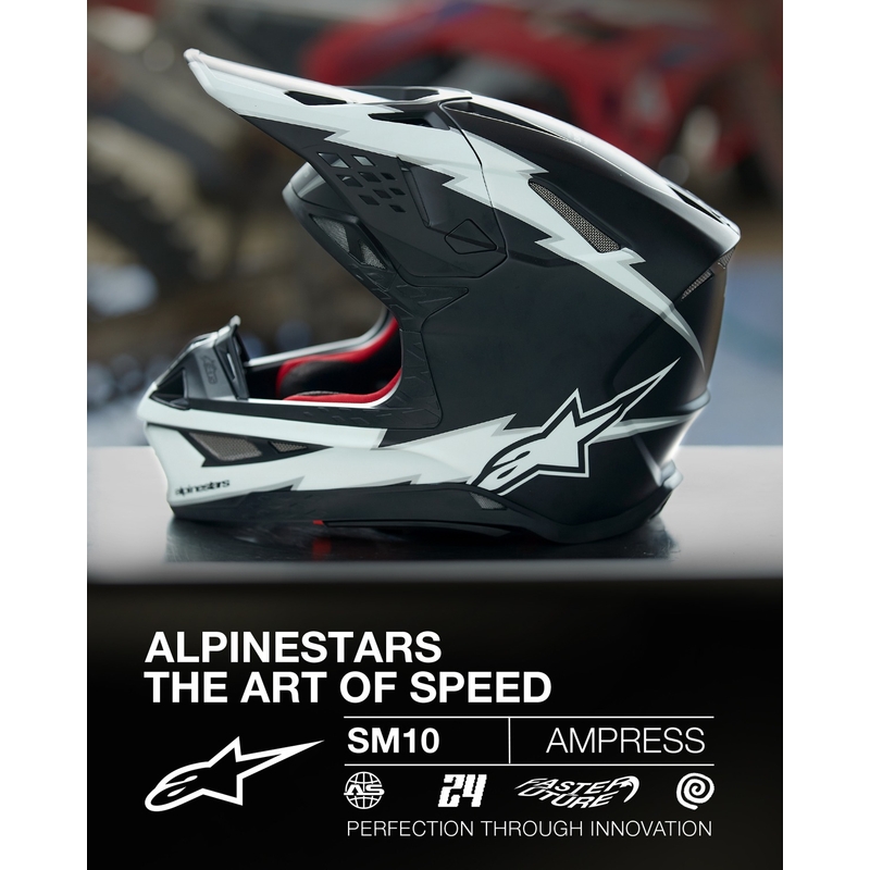 Motokrosová prilba Alpinestars Supertech S-M10 Ampress matná čierno-biela