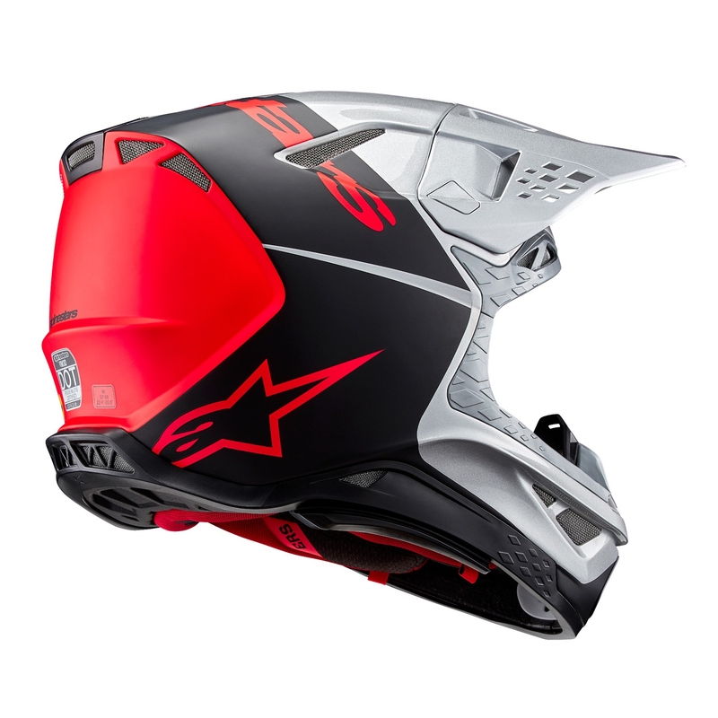 Motokrosová prilba Alpinestars Supertech S-M10 Flood matná strieborno-čierno-oranžová fluo