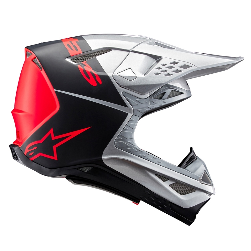 Motokrosová prilba Alpinestars Supertech S-M10 Flood matná strieborno-čierno-oranžová fluo