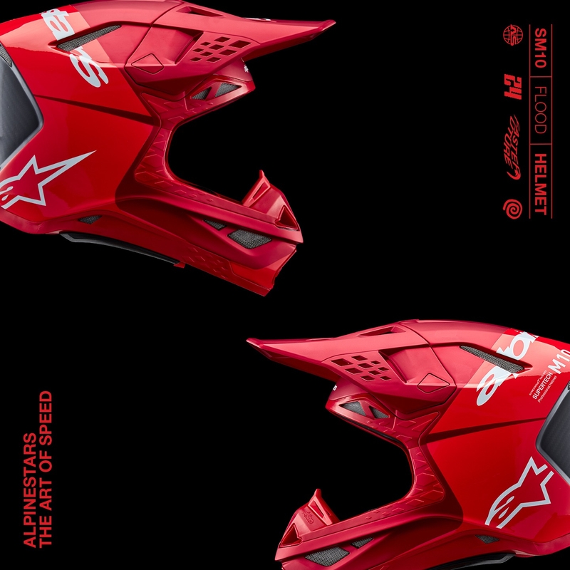 Motokrosová prilba Alpinestars Supertech S-M10 Flood matná fluo červeno-červená