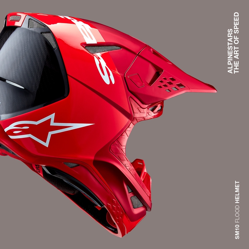 Motokrosová prilba Alpinestars Supertech S-M10 Flood matná fluo červeno-červená