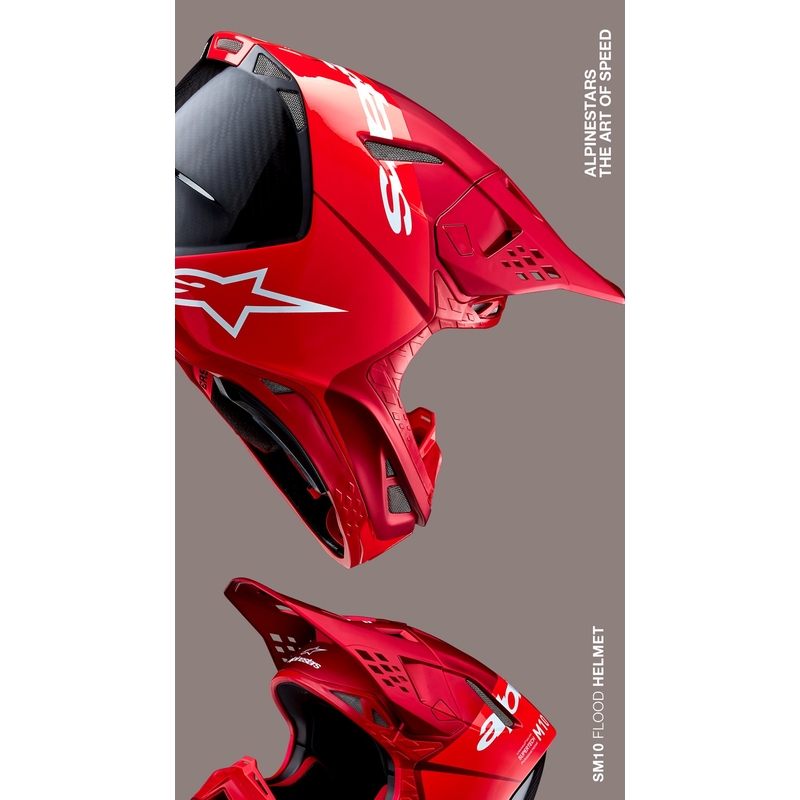 Motokrosová prilba Alpinestars Supertech S-M10 Flood matná fluo červeno-červená