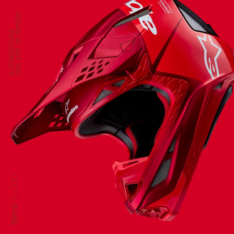 Motokrosová prilba Alpinestars Supertech S-M10 Flood matná fluo červeno-červená