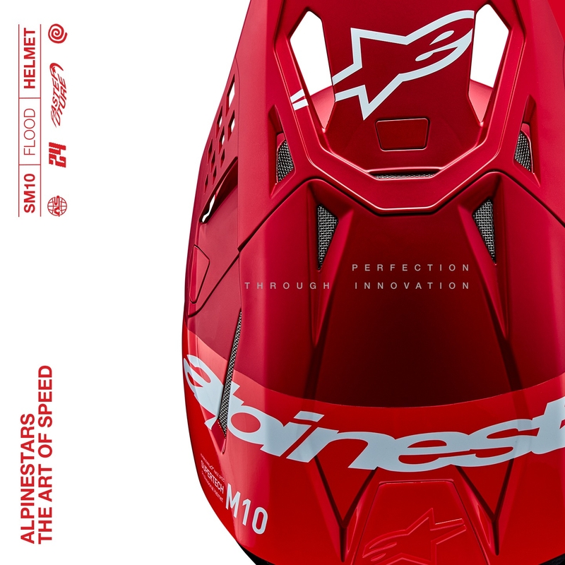 Motokrosová prilba Alpinestars Supertech S-M10 Flood matná fluo červeno-červená