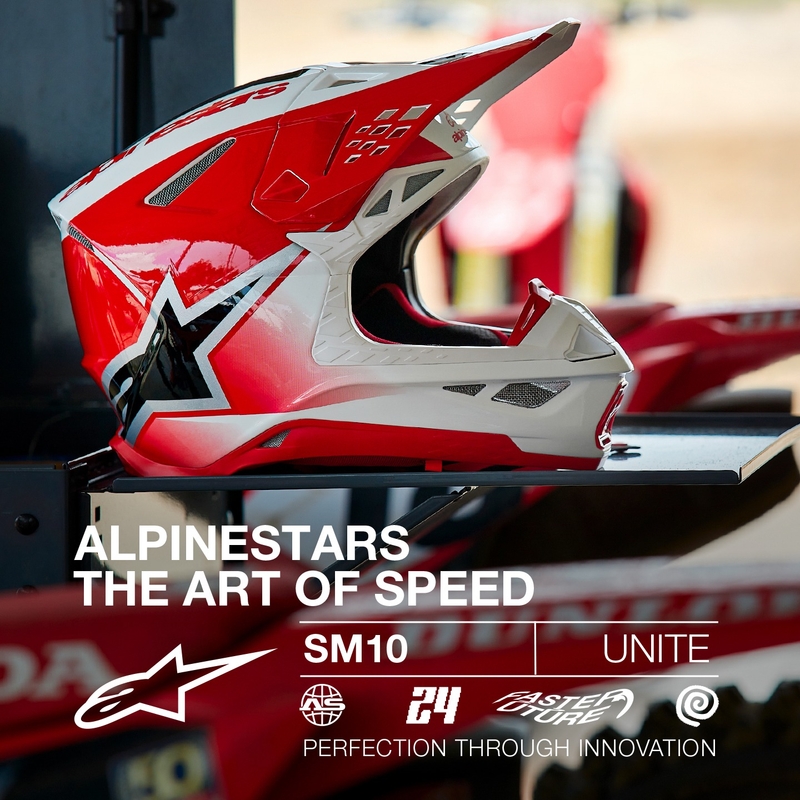 Motokrosová prilba Alpinestars Supertech S-M10 Unite červeno-biela