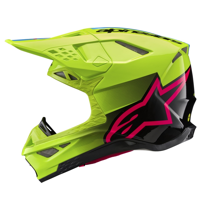 Motokrosová prilba Alpinestars Supertech S-M10 Unite fluo žlto-čierno-ružová