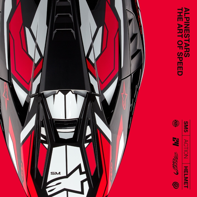 Motokrosová prilba Alpinestars S-M5 Action 2 čierno-bielo-fluo červená
