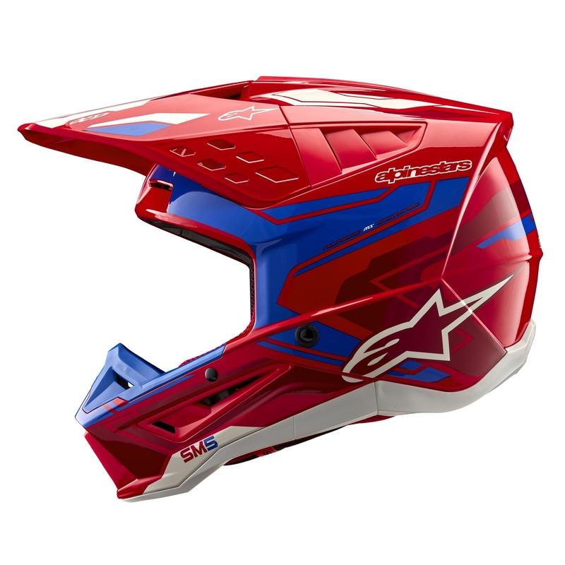 Motokrosová prilba Alpinestars S-M5 Action 2 fluo červeno-modrá