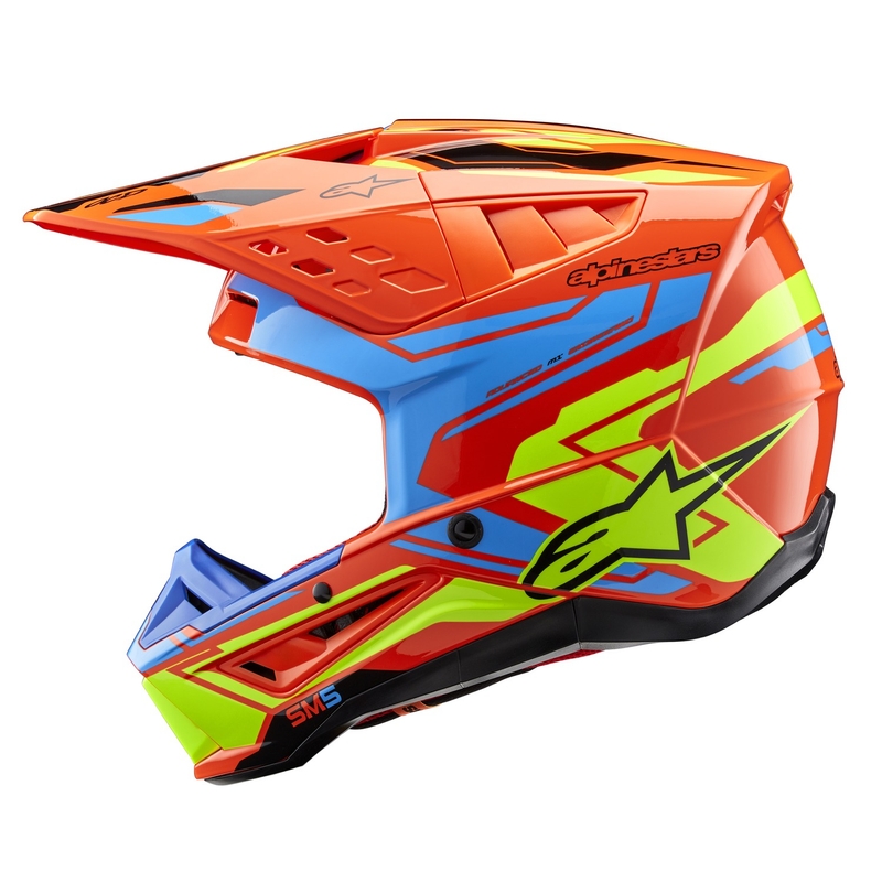 Motokrosová prilba Alpinestars S-M5 Action 2 fluo oranžovo-svetlo modro-fluo žltá