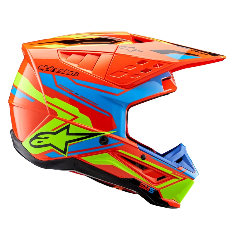 Motokrosová prilba Alpinestars S-M5 Action 2 fluo oranžovo-svetlo modro-fluo žltá