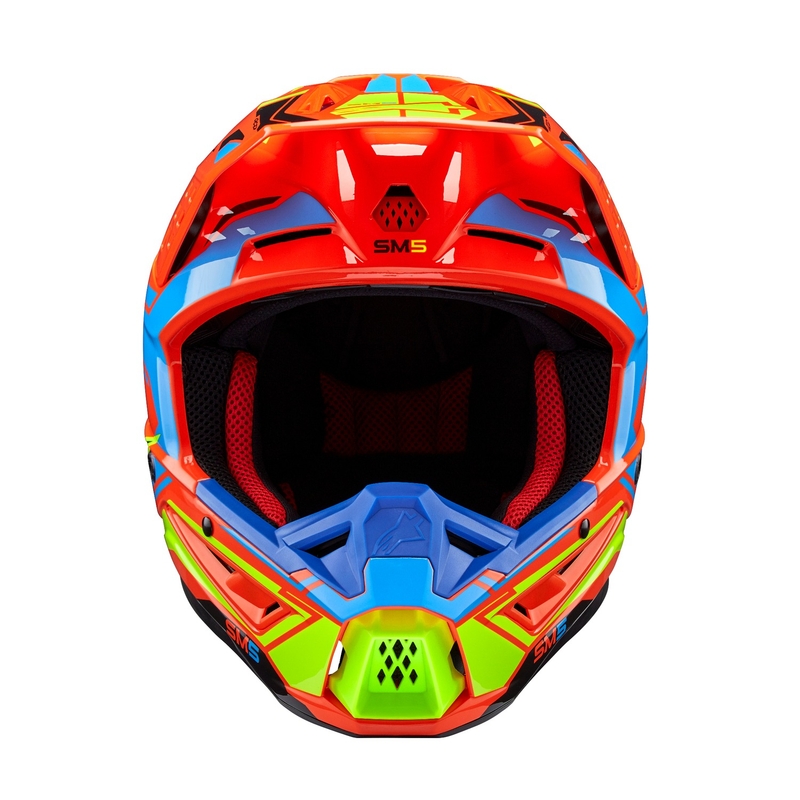Motokrosová prilba Alpinestars S-M5 Action 2 fluo oranžovo-svetlo modro-fluo žltá