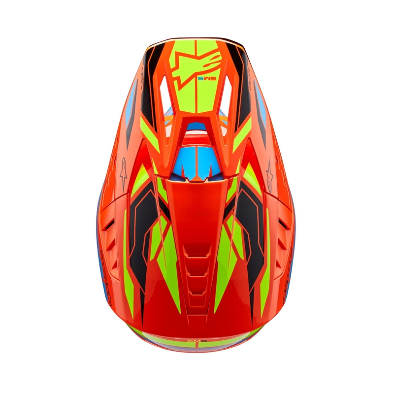 Motokrosová prilba Alpinestars S-M5 Action 2 fluo oranžovo-svetlo modro-fluo žltá