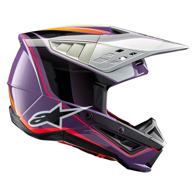 Motokrosová prilba Alpinestars S-M5 Sail fialovo-čierno-strieborná