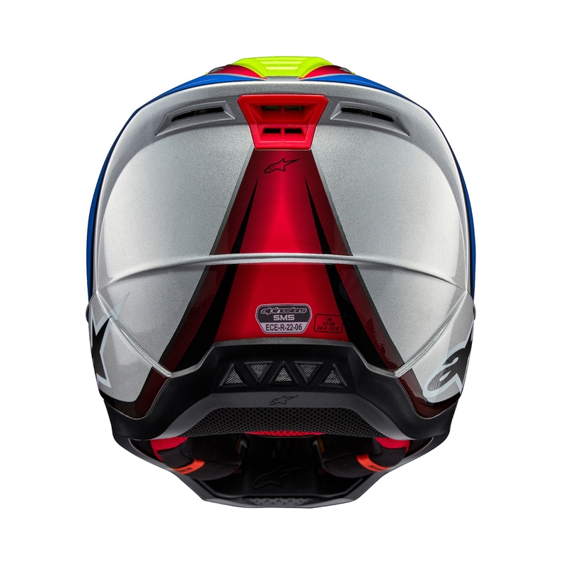 Motokrosová prilba Alpinestars S-M5 Sail fluo žlto-modro-strieborná
