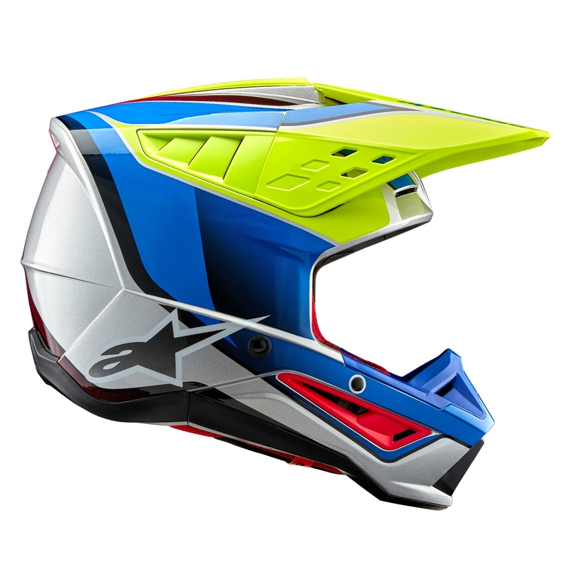 Motokrosová prilba Alpinestars S-M5 Sail fluo žlto-modro-strieborná