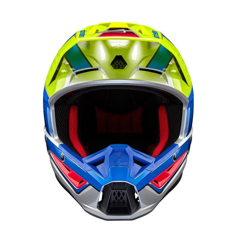 Motokrosová prilba Alpinestars S-M5 Sail fluo žlto-modro-strieborná