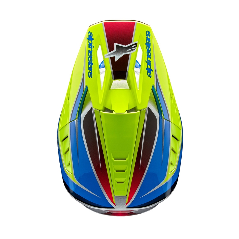 Motokrosová prilba Alpinestars S-M5 Sail fluo žlto-modro-strieborná