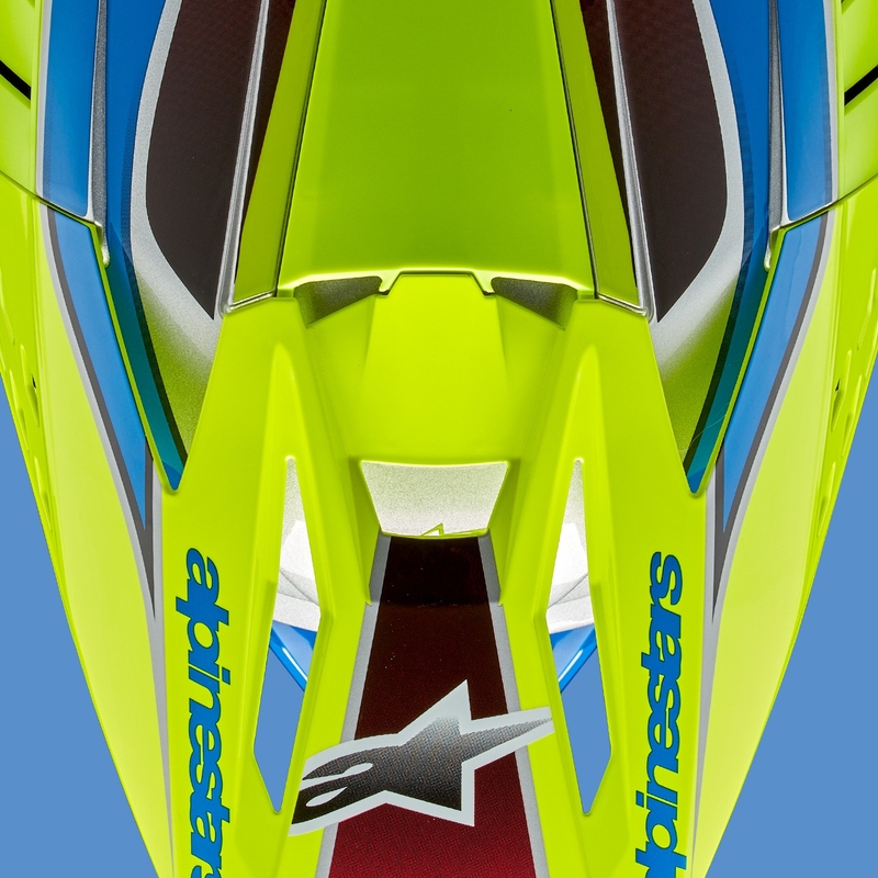 Motokrosová prilba Alpinestars S-M5 Sail fluo žlto-modro-strieborná