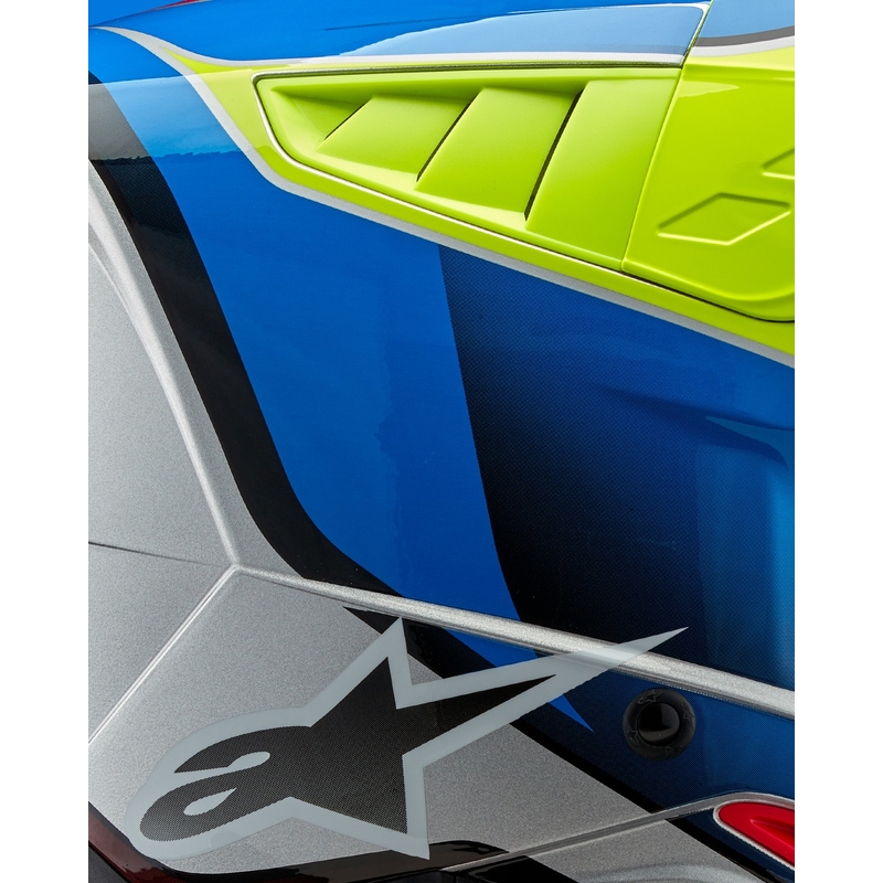 Motokrosová prilba Alpinestars S-M5 Sail fluo žlto-modro-strieborná