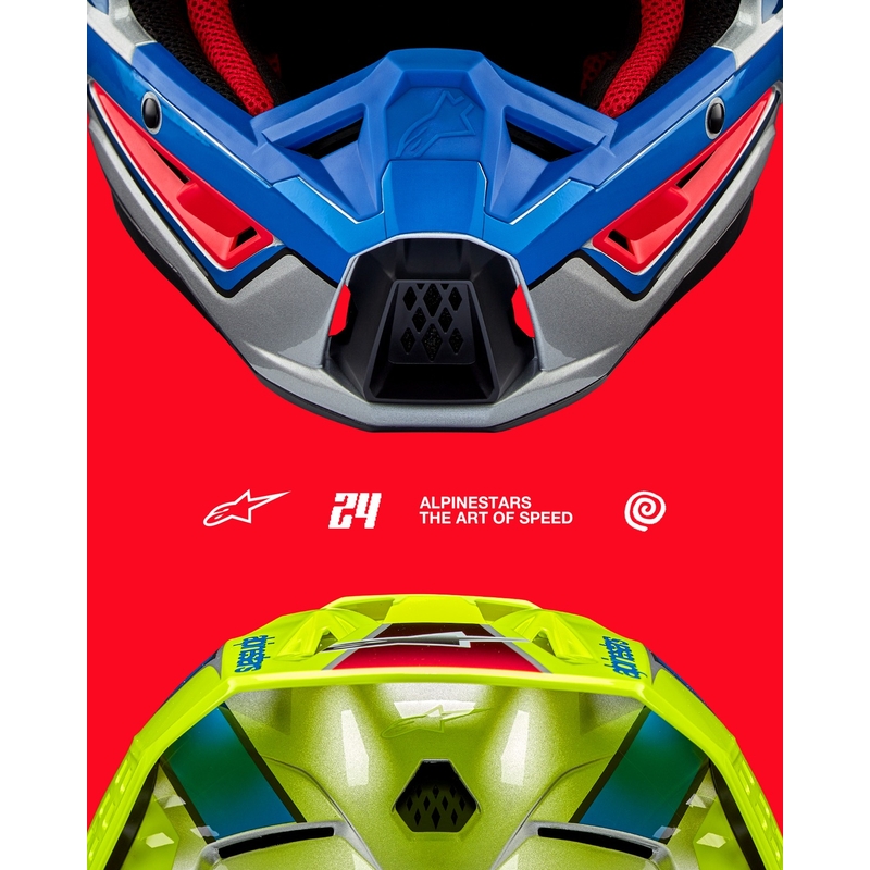 Motokrosová prilba Alpinestars S-M5 Sail fluo žlto-modro-strieborná