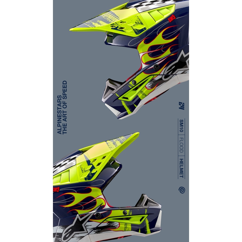Motokrosová prilba Alpinestars S-M5 Rash modro-fluo žltá