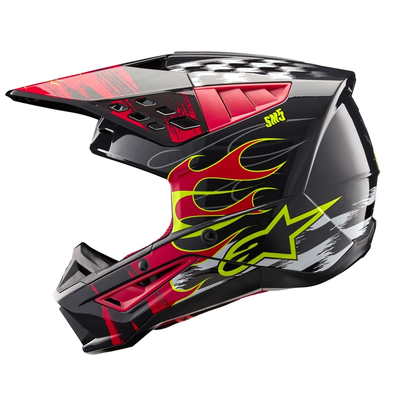 Motokrosová prilba Alpinestars S-M5 Rash šedo-fluo červená