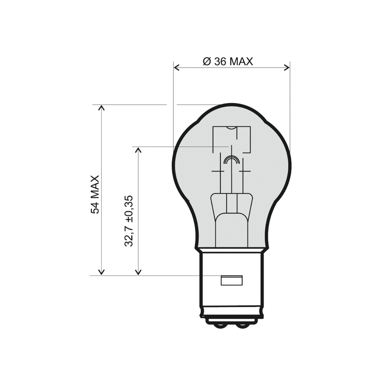 Žiarovka RMS 12V 35/35W, S2 BA20D biela
