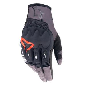 Motokrosové rukavice Alpinestars Techdura čierno-hnedo-fluo červené